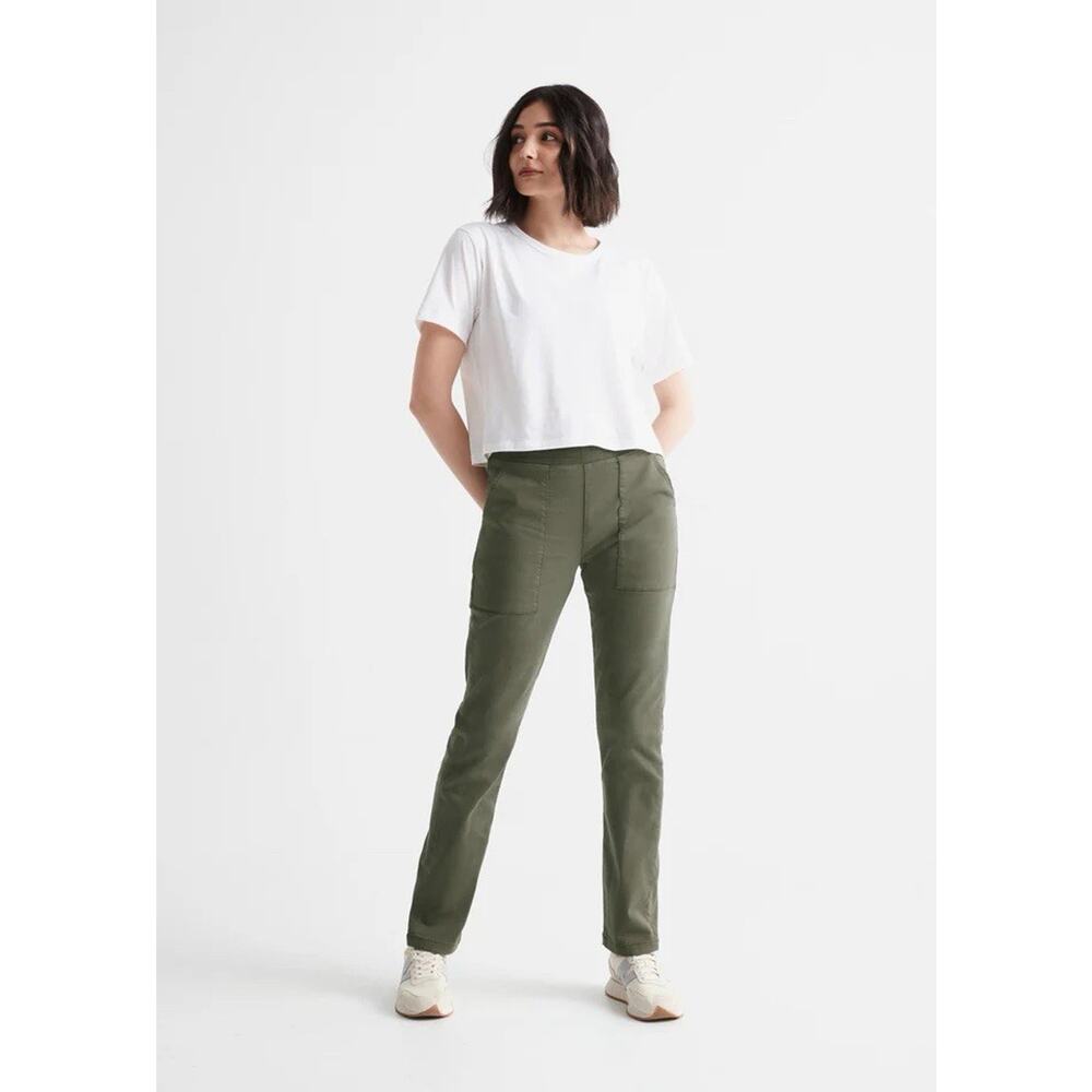 Du/Er No Sweat Everyday Pant Pull On Laurel Green Travel 27" Womens Medium